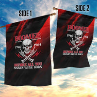 Boomer Generation Garden Flag with Skull Crossbones and Grunge Streak Pattern