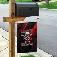Boomer Generation Garden Flag with Skull Crossbones and Grunge Streak Pattern