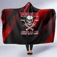Boomer Generation Hooded Blanket with Skull Crossbones and Grunge Streak Pattern