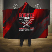 Boomer Generation Hooded Blanket with Skull Crossbones and Grunge Streak Pattern