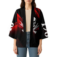 Boomer Generation Kimono with Skull Crossbones and Grunge Streak Pattern