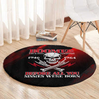 Boomer Generation Round Carpet with Skull Crossbones and Grunge Streak Pattern