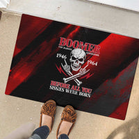 Boomer Generation Rubber Doormat with Skull Crossbones and Grunge Streak Pattern