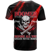 Boomer Generation T Shirt with Skull Crossbones and Grunge Streak Pattern