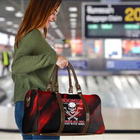 Boomer Generation Travel Bag with Skull Crossbones and Grunge Streak Pattern