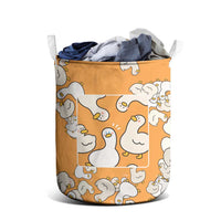 Chubby Duck Laundry Basket Shocked White Ducks Cartoon Doodle Pattern