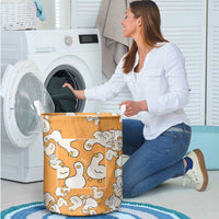 Chubby Duck Laundry Basket Shocked White Ducks Cartoon Doodle Pattern