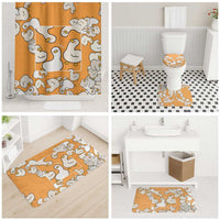 Chubby Duck Bathroom Set Shocked White Ducks Cartoon Doodle Pattern