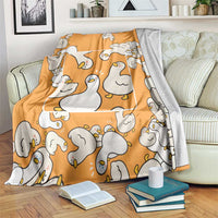 Chubby Duck Blanket Shocked White Ducks Cartoon Doodle Pattern