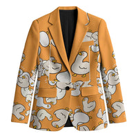 Chubby Duck Blazer Shocked White Ducks Cartoon Doodle Pattern