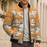 Chubby Duck Bomber Puffer Jacket Shocked White Ducks Cartoon Doodle Pattern