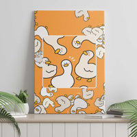 Chubby Duck Canvas Wall Art Shocked White Ducks Cartoon Doodle Pattern