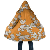 Chubby Duck Cloak Shocked White Ducks Cartoon Doodle Pattern