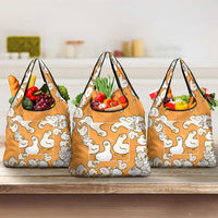 Chubby Duck Grocery Bag Shocked White Ducks Cartoon Doodle Pattern