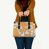 Chubby Duck Leather Bag Shocked White Ducks Cartoon Doodle Pattern