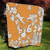 Chubby Duck Quilt Shocked White Ducks Cartoon Doodle Pattern