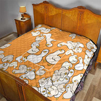 Chubby Duck Quilt Shocked White Ducks Cartoon Doodle Pattern