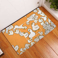 Chubby Duck Rubber Doormat Shocked White Ducks Cartoon Doodle Pattern
