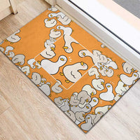 Chubby Duck Rubber Doormat Shocked White Ducks Cartoon Doodle Pattern