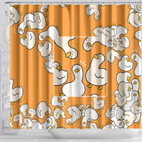 Chubby Duck Shower Curtain Shocked White Ducks Cartoon Doodle Pattern