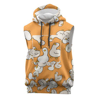 Chubby Duck Sleeveless Hoodie Shocked White Ducks Cartoon Doodle Pattern