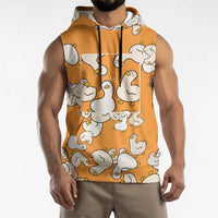 Chubby Duck Sleeveless Hoodie Shocked White Ducks Cartoon Doodle Pattern