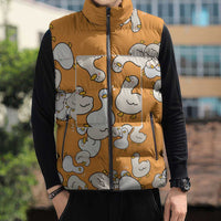 Chubby Duck Sleeveless Puffer Jacket Shocked White Ducks Cartoon Doodle Pattern