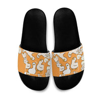 Chubby Duck Slide Sandals Shocked White Ducks Cartoon Doodle Pattern