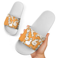 Chubby Duck Slide Sandals Shocked White Ducks Cartoon Doodle Pattern