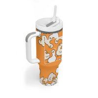 Chubby Duck Tumbler With Handle Shocked White Ducks Cartoon Doodle Pattern