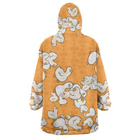 Chubby Duck Wearable Blanket Hoodie Shocked White Ducks Cartoon Doodle Pattern