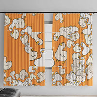 Chubby Duck Window Curtain Shocked White Ducks Cartoon Doodle Pattern