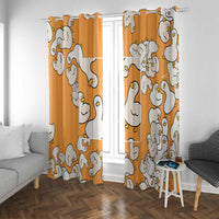 Chubby Duck Window Curtain Shocked White Ducks Cartoon Doodle Pattern