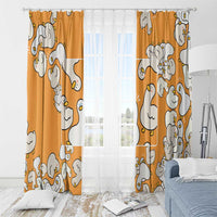 Chubby Duck Window Curtain Shocked White Ducks Cartoon Doodle Pattern