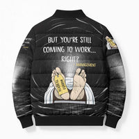 Funny Workplace Meme Office Humor Manager Bomber Puffer Jacket Employee Job Joke Worked to Death