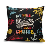 My First Cruise 2026 Pillow Cover Vacation Groovy Family Cruise Ship