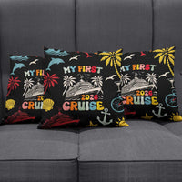 My First Cruise 2026 Pillow Cover Vacation Groovy Family Cruise Ship