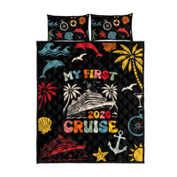 My First Cruise 2026 Quilt Bed Set Vacation Groovy Family Cruise Ship