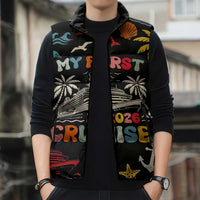 My First Cruise 2026 Sleeveless Puffer Jacket Vacation Groovy Family Cruise Ship