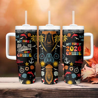 My First Cruise 2026 Tumbler With Handle Vacation Groovy Family Cruise Ship