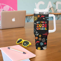 My First Cruise 2026 Tumbler With Handle Vacation Groovy Family Cruise Ship