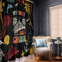 My First Cruise 2026 Window Curtain Vacation Groovy Family Cruise Ship
