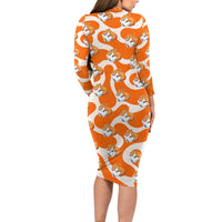 Capybara Sleep Long Sleeve Bodycon Dress Sleepybara Nightdress
