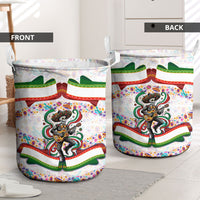 Cinco De Mayo Sugar Skull Mariachi Laundry Basket Mexican Fiesta Floral Skeleton Guitar Folk Art