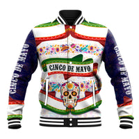 Cinco De Mayo Sugar Skull Mariachi Baseball Jacket Mexican Fiesta Floral Skeleton Guitar Folk Art