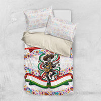 Cinco De Mayo Sugar Skull Mariachi Bedding Set Mexican Fiesta Floral Skeleton Guitar Folk Art