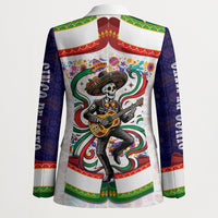 Cinco De Mayo Sugar Skull Mariachi Blazer Mexican Fiesta Floral Skeleton Guitar Folk Art