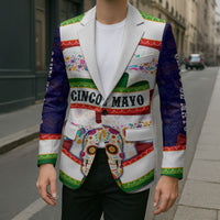 Cinco De Mayo Sugar Skull Mariachi Blazer Mexican Fiesta Floral Skeleton Guitar Folk Art