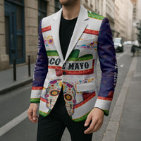 Cinco De Mayo Sugar Skull Mariachi Blazer Mexican Fiesta Floral Skeleton Guitar Folk Art