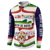 Cinco De Mayo Sugar Skull Mariachi Button Sweatshirt Mexican Fiesta Floral Skeleton Guitar Folk Art
